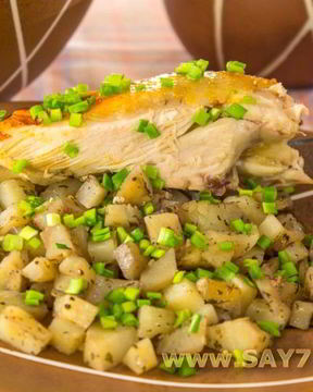 Курица, фаршированная картофелем