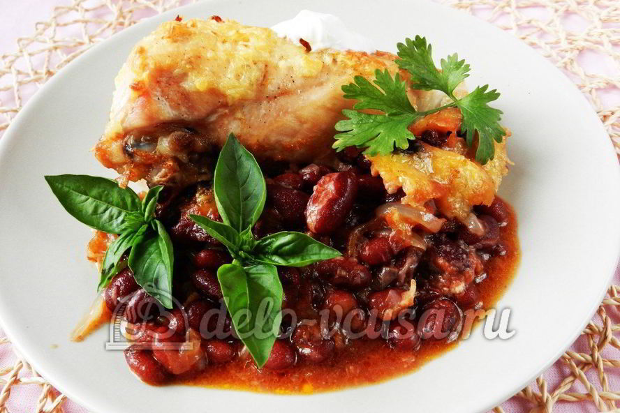 Рецепт курицы с фасолью