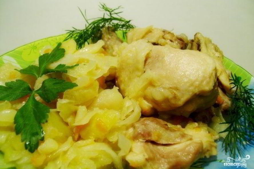 Рецепт курицы с капустой в духовке