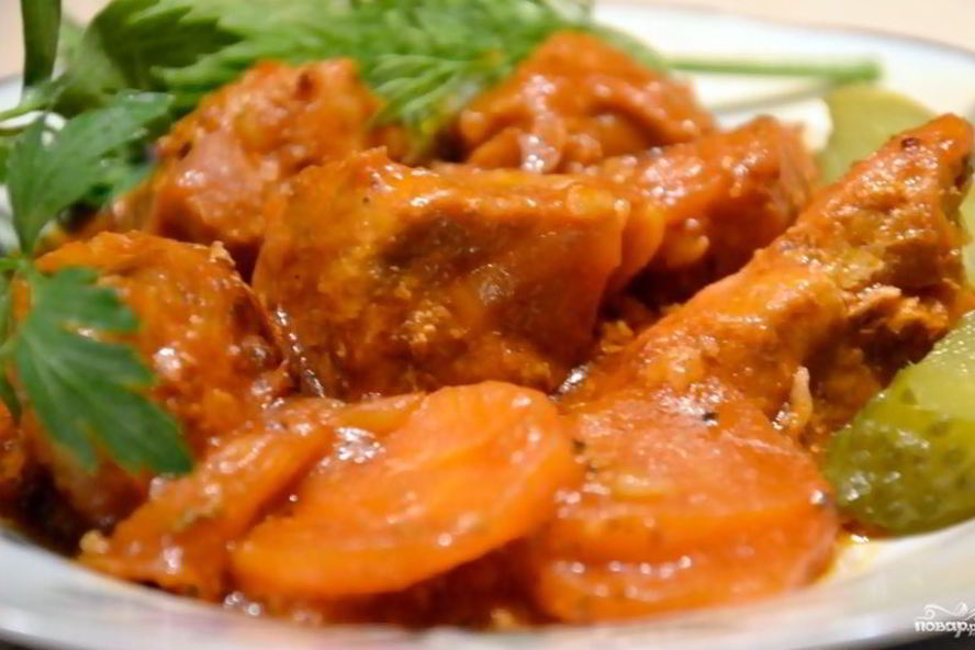 Рецепт свинины с помидорами в мультиварке