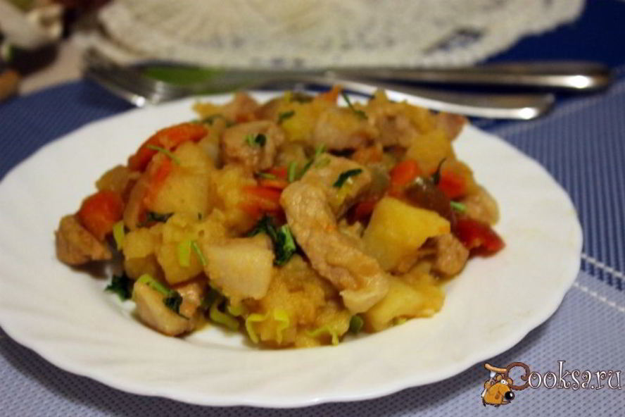Рецепт свинины тушеной с овощами