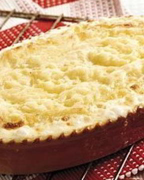 Картофель запеченый с мясом в сливочном соусе