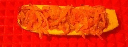 лодочки из кабачков, фаршированные овощами. Шаг 6