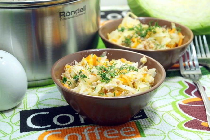 Рецепт тушеной капусты с фаршем