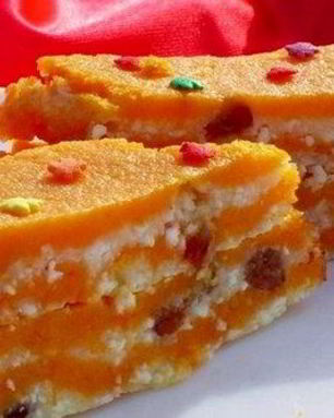 Тыква, запеченная с творогом и цукатами