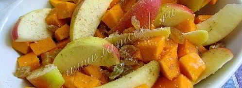 тыква, запеченная с яблоками и изюмом. Шаг 7