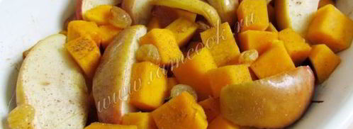 тыква, запеченная с яблоками и изюмом. Шаг 8