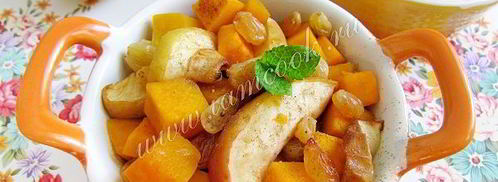 тыква, запеченная с яблоками и изюмом. Шаг 9