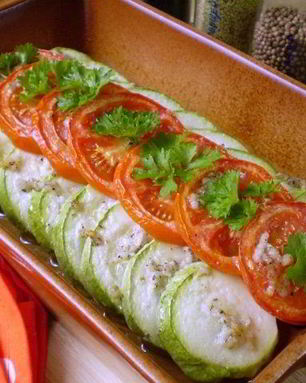 Запеченные кабачки с помидорами