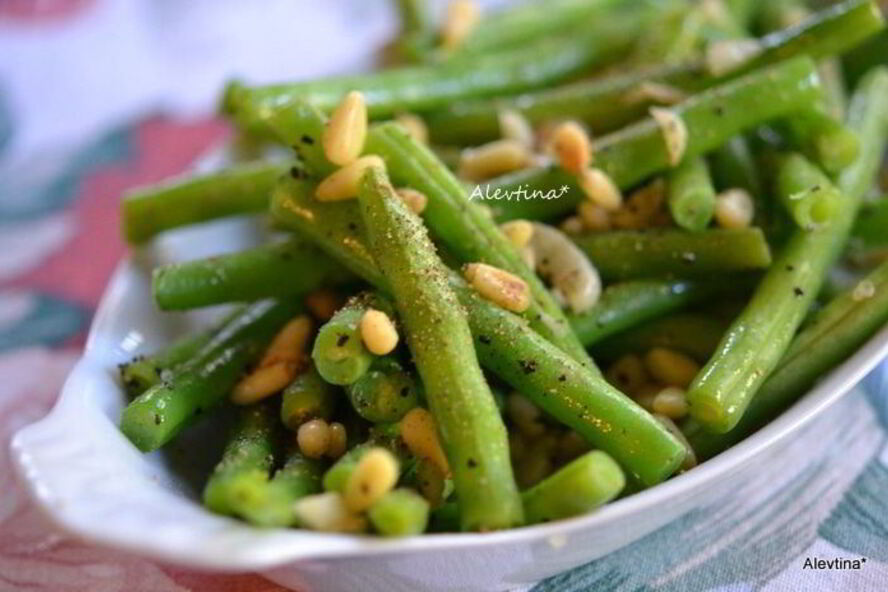 Рецепт зеленой фасоли с кедровыми орешками