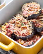 Жареные баклажаны с мясом и сыром