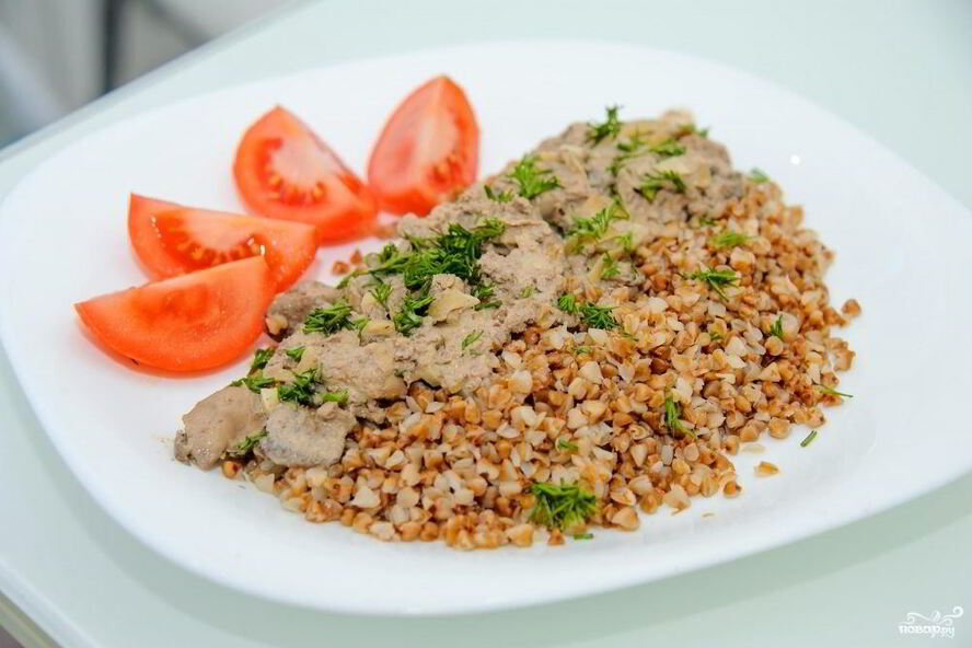 Рецепт куриной печени с грибами в сметане