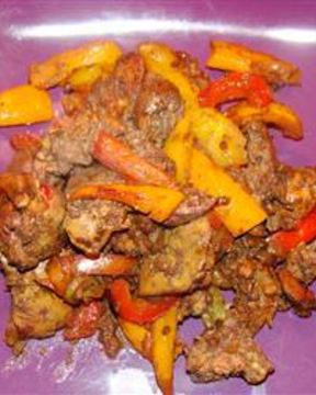 Куриная печень жаренная со сладким перцем