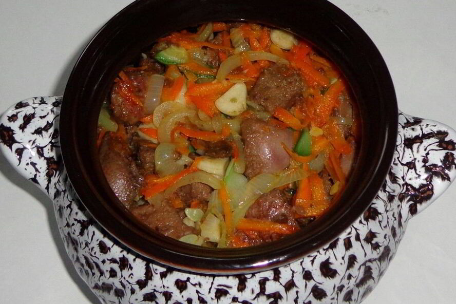 Рецепт печени с кабачками в горшочке