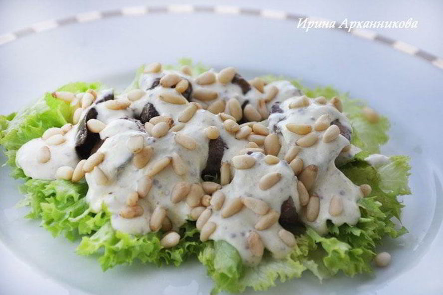 Рецепт печени с кедровыми орешками