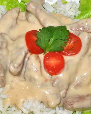 Печень в сырном соусе