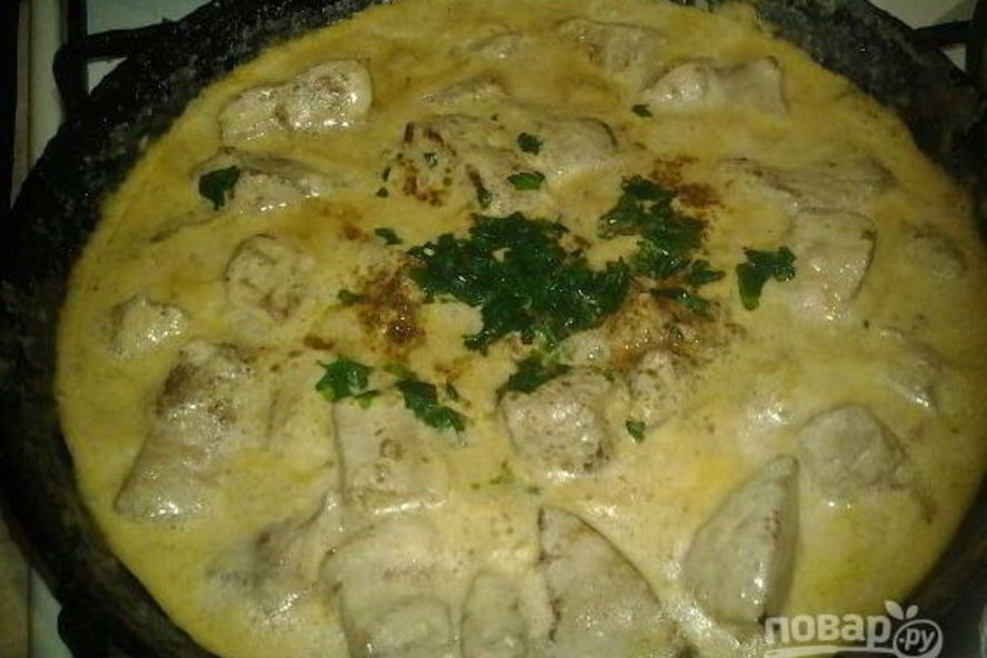 Рецепт свиной печени в сметане