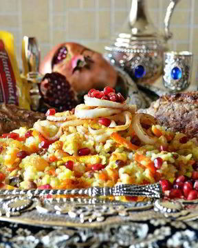 Королевский персидский плов с люля-кебабом из баранины