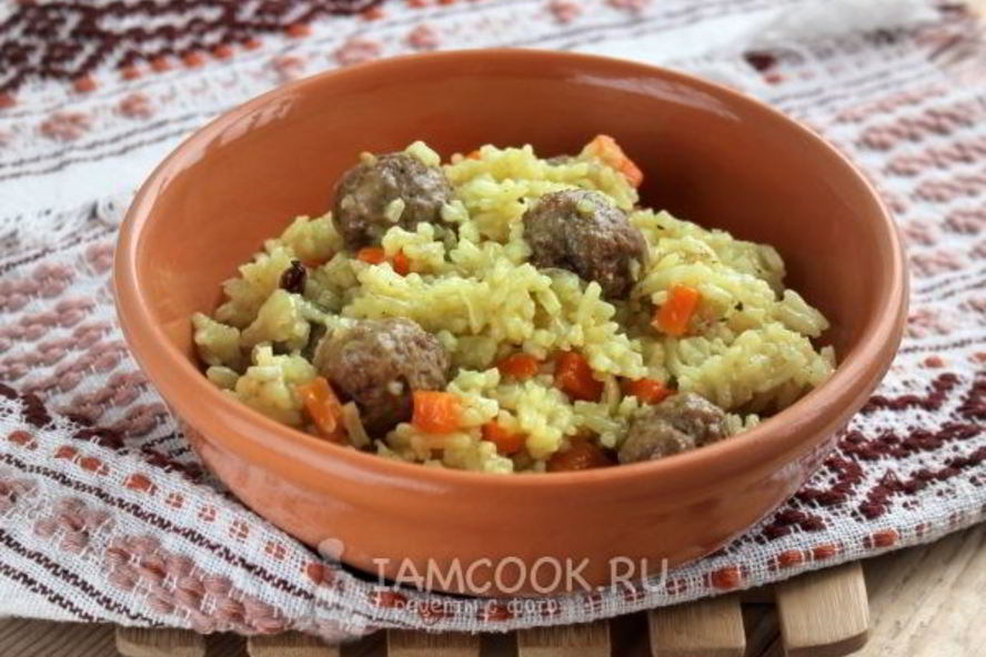 Рецепт плова с фрикадельками в мультиварке