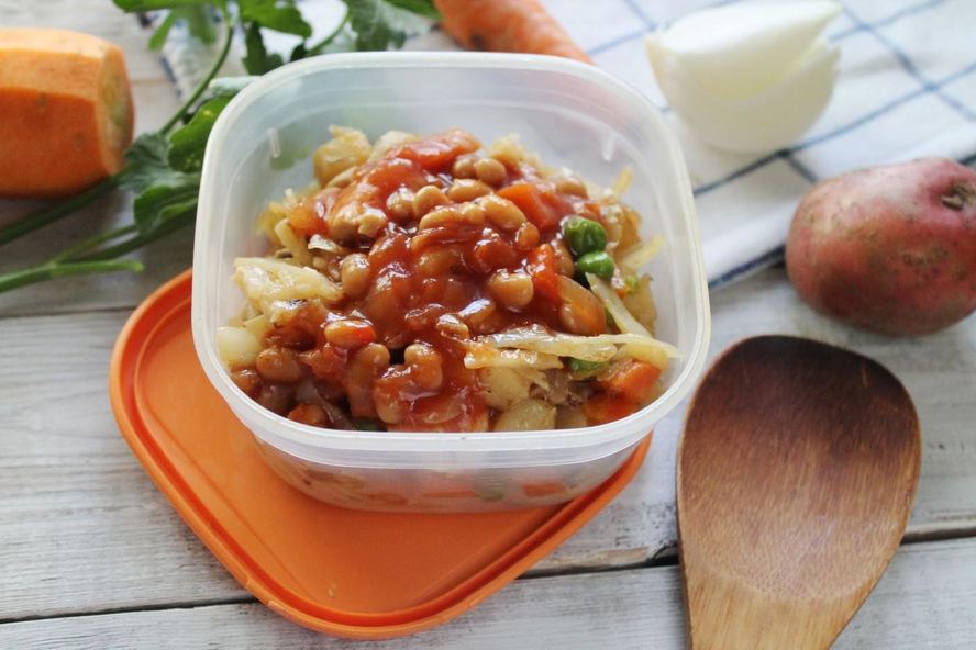 Рецепт овощного рагу без мяса с капустой и картошкой