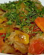 Овощное рагу с болгарским перцем, помидорами, картофелем