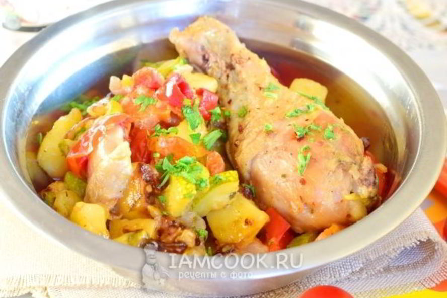 Рецепт овощного рагу с курицей