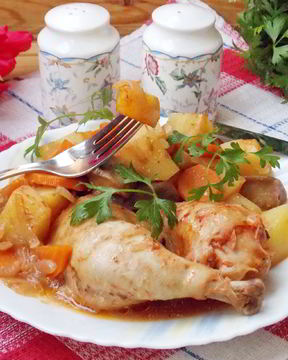 Рагу из курицы с баклажанами в рукаве