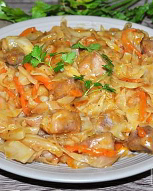 Рагу из свинины с тушеной капустой