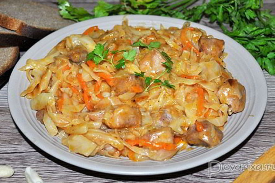 Рецепт рагу из свинины с тушеной капустой