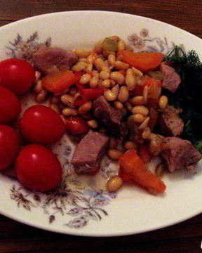 Рагу с соевыми бобами в чугунке