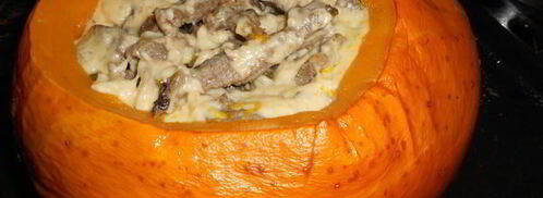 запеченная тыква, фаршированная рагу с говядиной. Шаг 10
