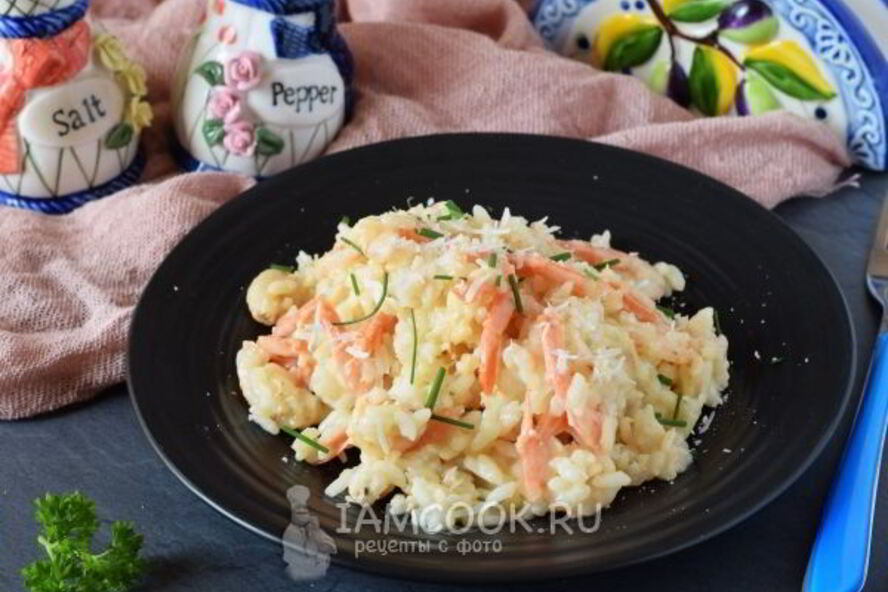 Рецепт ризотто с креветками в сливочном соусе