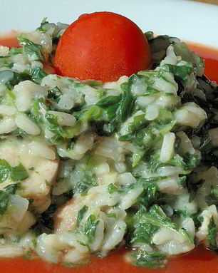 Ризотто с курицей и шпинатом