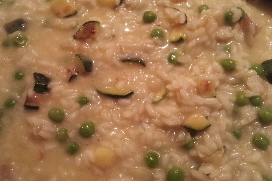 Рецепт ризотто с цукини и зеленым горошком