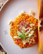 Тыквенное ризотто с котлетами из морепродуктов