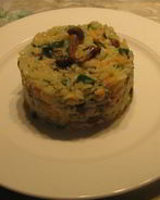 Зеленое ризотто с опятами и креветками