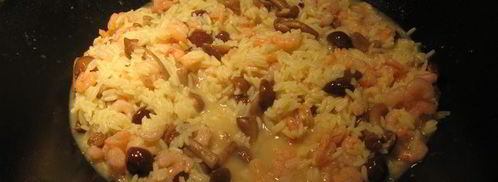 зеленое ризотто с опятами и креветками. Шаг 5