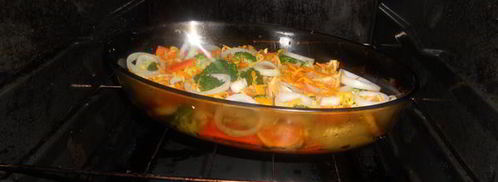 семга с мандарином и овощами. Шаг 7