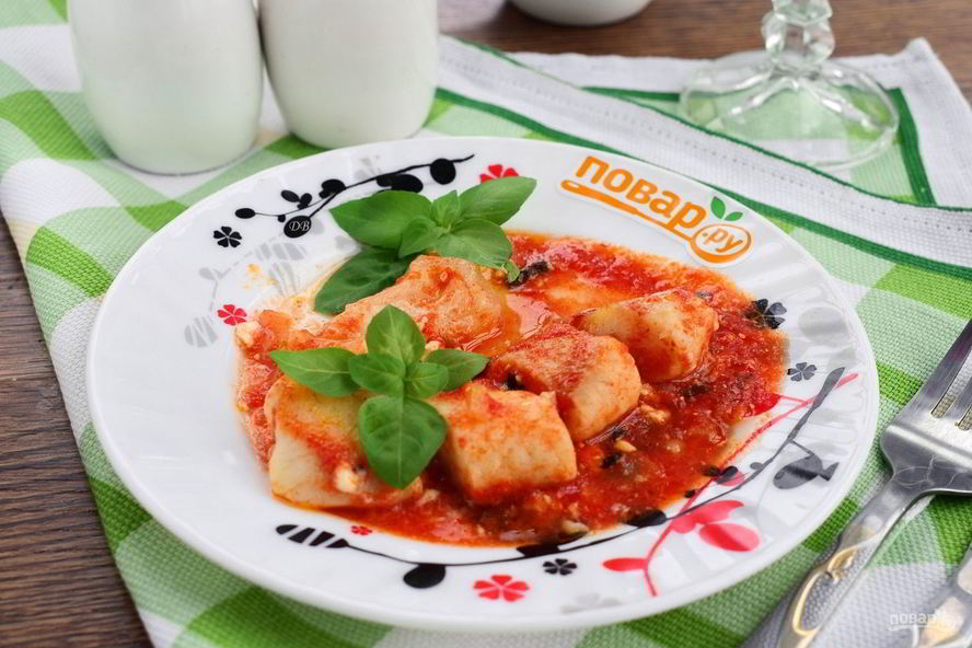 Рецепт трески в томатно-винном соусе