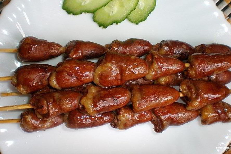 Рецепт шашлычков из куриных сердечек на шпажках в духовке
