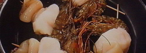 шашлык — ассорти из морепродуктов с салатом из грейпфрута. Шаг 7