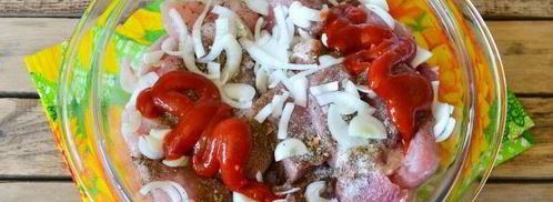 шашлык ассорти из свинины, курицы и овощей. Шаг 7