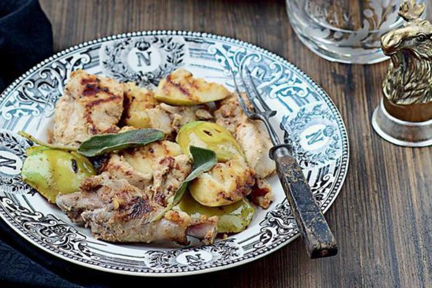 Рецепт шашлыка из горчичной цесарки с яблоками