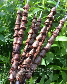 Шашлык из куриных сердечек в сметане