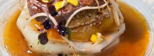 стейк на гриле с дыней, тыквой и ростками сои. Шаг 7