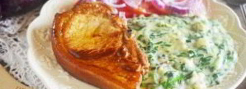 стейк с томатным салатом и сливочным шпинатом. Шаг 13