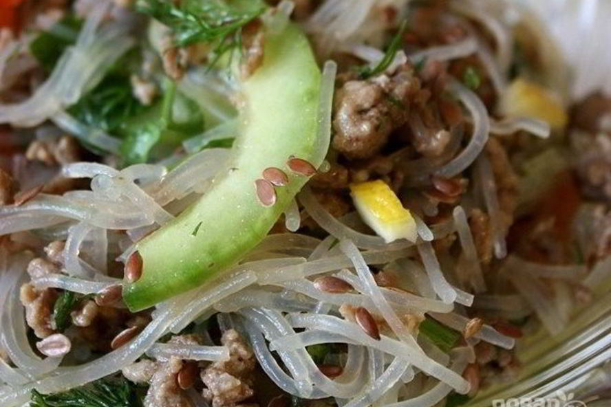 Рецепт стеклянной лапши с фаршем и овощами