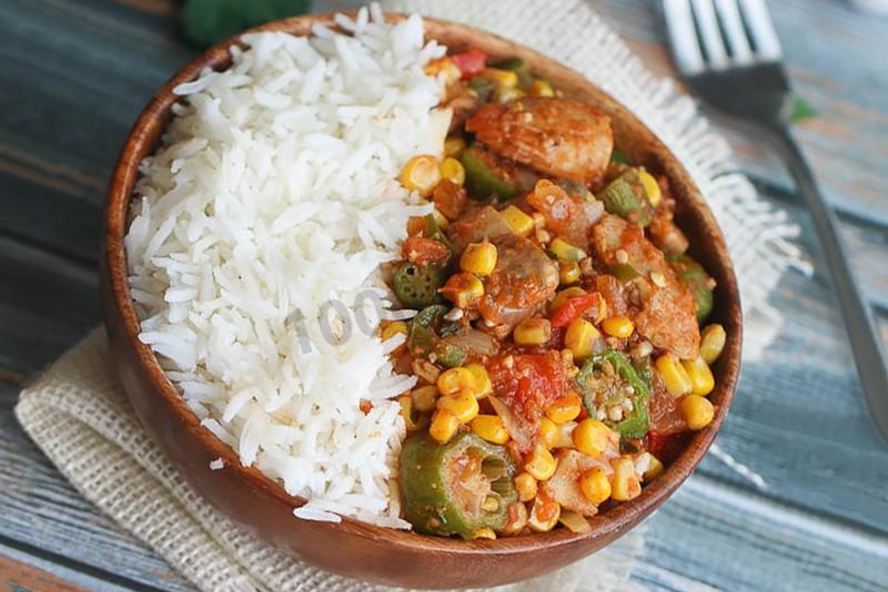 Рецепт тушеной бамии с курицей