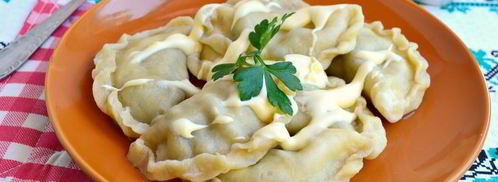 вареники из яичного теста с курицей и баклажанами. Шаг 8