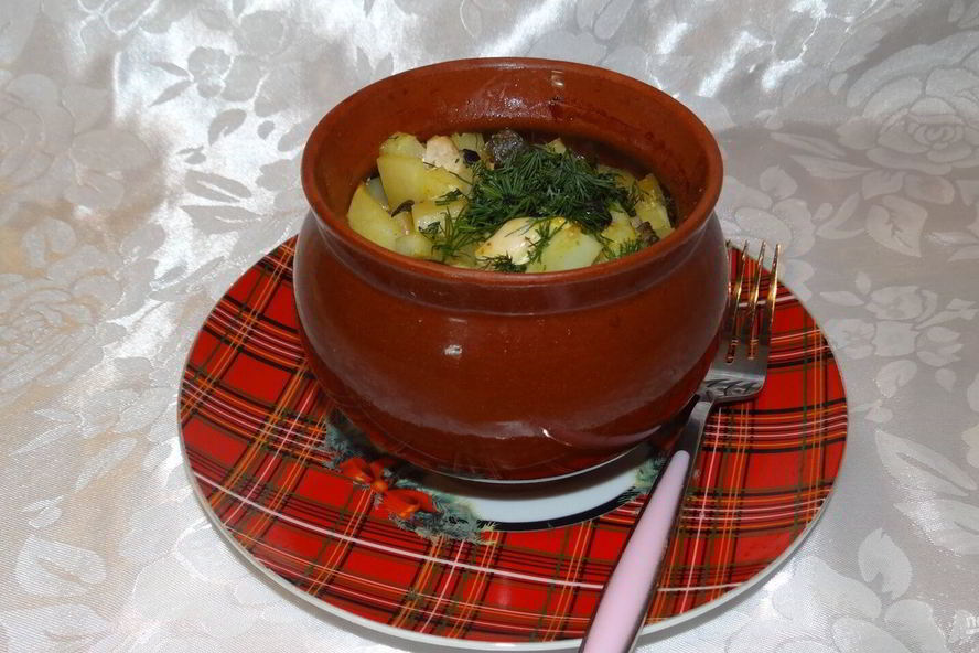 Рецепт жаркого из курицы, картошки и грибов